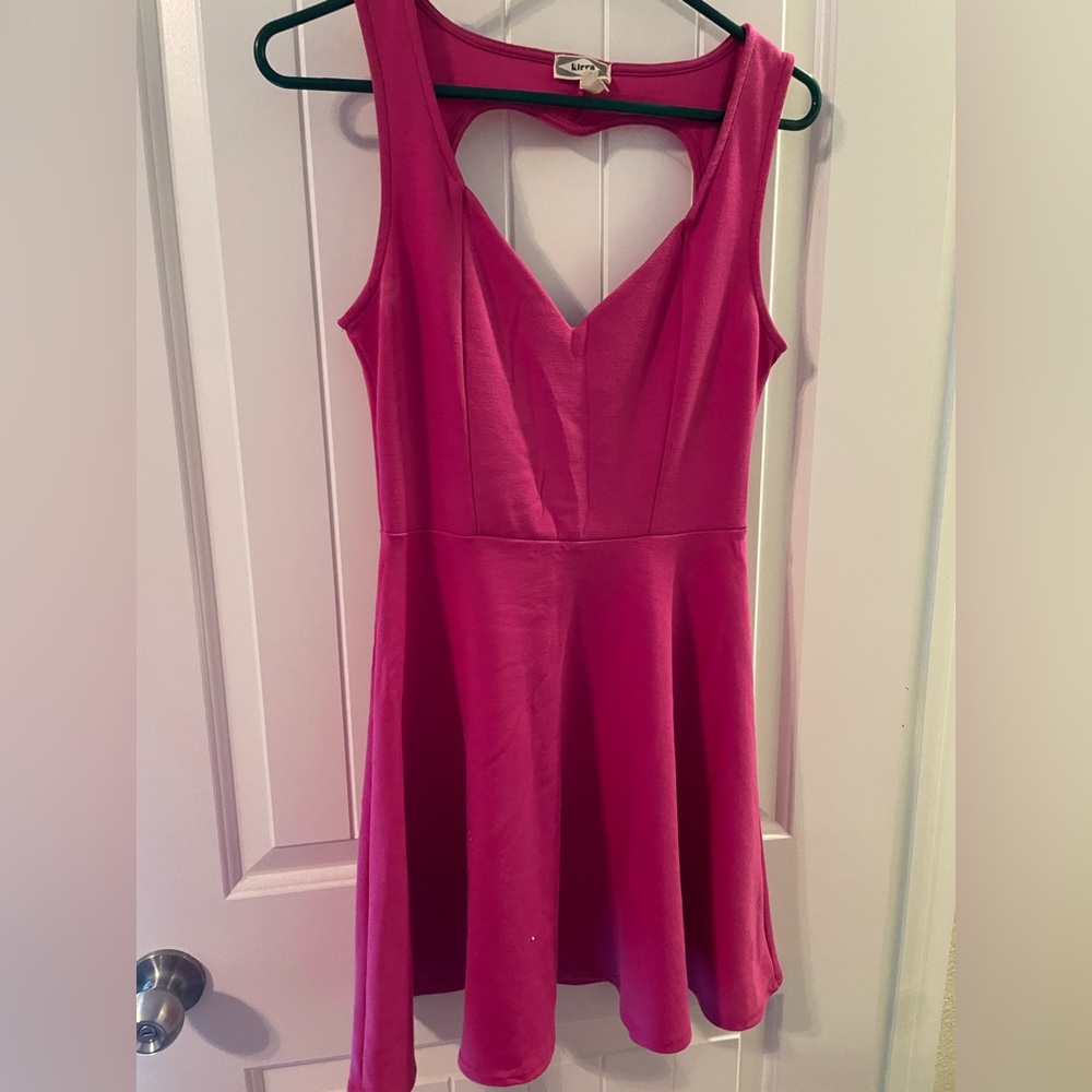 Pink mini dress with open back heart cutout
